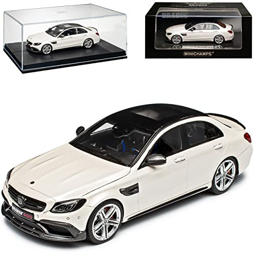 Mercedes-B C-Klasse W205 C63 AMG Bra-Bus 600 Limousine Weiss Ab 2014 1/43 Minichamps Modell Auto mit individiuellem Wunschkennzeichen