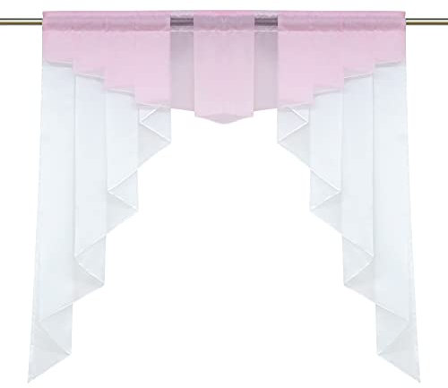 HeichkelL Voile Scheibengardine Modern Kurzstore Küche Bistorgardine Tunnelzug Kleinfenster Fertiggardinen für Kinderzimmer Rosa BxH 140x145 cm