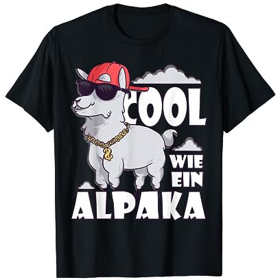 Cooles Alpaka mit Mütze Lama Brille Tier mit Hut T-Shirt