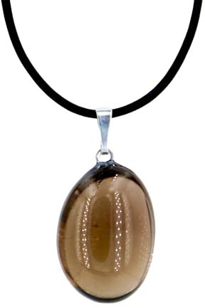 Taddart Minerals Trommelstein Anhänger aus Naturstein mit Lederkette im Organza-Beutel, Edelstein