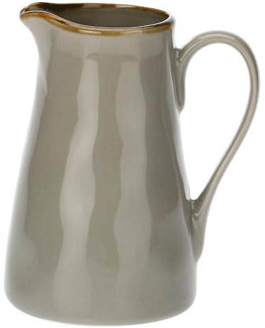 Rose & Tulipani, Brocca Grande Grigio Perla in Ceramica con Bordo Dorato, Linea Concerto, Capienza 1.7L