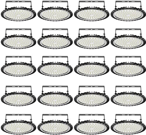 Viugreum20 Pack 500W UFO LED Hallenstrahler 50000LM 6500K Tageslicht Weiß Werkstatt Deckenleuchte IP65 Waterproof Lampe Werkstatt Commercial Hallenleuchte Werkstattleuchte für Garage Hof