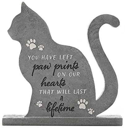 Widdop Gedenkstein für Haustiere, Katze, 20 cm, Grau