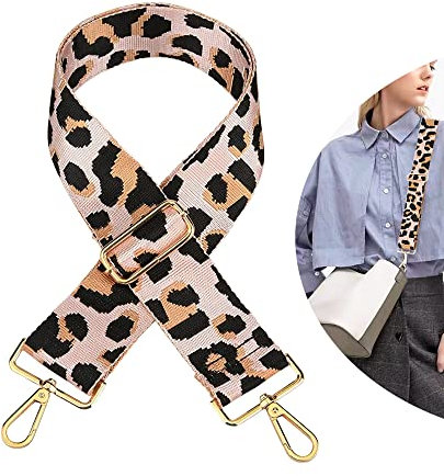 Schultergurt für Taschen Breit 3.8cm, Leopard Taschengurt Verstellbar 78-139cm, Tragegurt Schulterriemen mit Karabiner für Schultertaschen Tragetaschen Handtasche (Rosa)