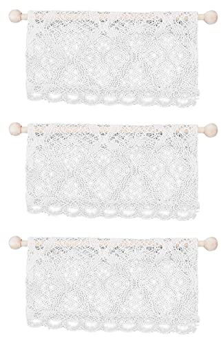 3 x Puppenhaus-Vorhänge, Miniatur-Zubehör für Möbel, Fensterbordüre, Stab, Maßstab 1:12, Beige