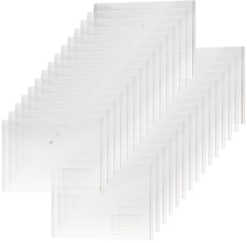 H&S Dokumentenmappe A4-30er Set - Transparente Postmappe Sammelmappe - Dokumententasche mit Druckknopfverschluss - Dokumententasche Mappe - Mappen A4 durchsichtig