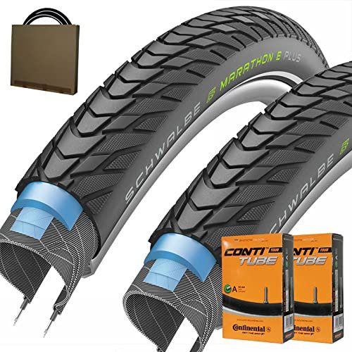 SSCHWALBE E-Bike Reifen-Set Marathon E-Plus HS498 28/29x2.00 | 50-622 Unplattbar Reflex mit AV Schlauch [ 2 STÜCK ]