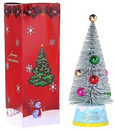 Mini Árbol de Navidad con Luces LED Árboles de Navidad Artificiales con Bolas de Navidad de Colores Pequeños Árboles de Navidad de Mesa para Decoración de Mesa de Comedor de Bar de Oficina en Casa