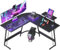 Cubiker Black L-Shaped 130x130x75cm Modern Gaming Desk, Computer Corner Desk, Home Office Writing Desk with Monitor Shelf, Space-Saving Workstation