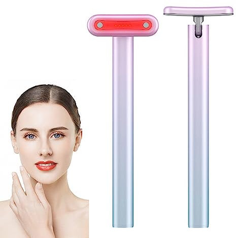 Rablue 4 in 1 Facial Wand, Red Light Therapy Wand for Face and Neck, EMS Microcurrent Facial Device for Anti-Aging, Handheld Eye Massager to Lift and Firm Skin, Women Daily Skincare Tools