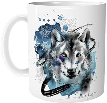 Tasse Kaffeetasse mit Wolf - personalisierbar - Keramiktasse mit Tier Wolftasse Bürotasse Arbeit Büro - Geschenkidee für Kollegen - von zAcheR-fineT