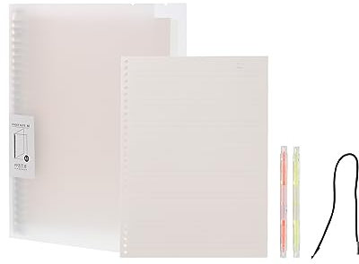 PATIKIL A4 Notebook Binder, 1 Set Loose Leaf Book Ring Binder 8 Divider Tab 30 Rings 60 Sheets Ruled Paper 100gsm for Office, White