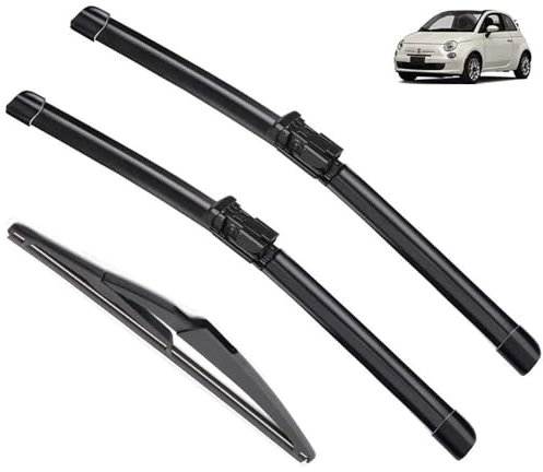 Compatible con Fiat 500 312 2007-2017 limpiaparabrisas trasero delantero de coche limpiaparabrisas de goma suave parabrisas automático 24 + 14 + 11 No para 500L (Color : 3 wipers)