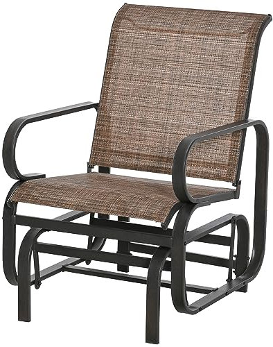 Outsunny Garten Gartenstuhl Schaukelstuhl Relaxstuhl Schaukel Gartenschaukel Stuhl für Terrasse Balkon Outdoor Texteline Stahl 62 x 75 x 91,5 cm Braun