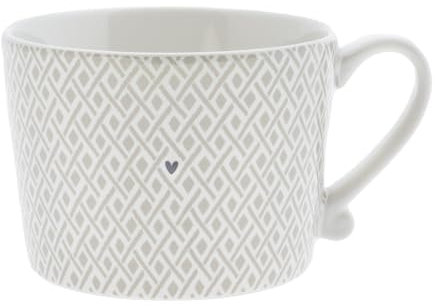 Tasse mit Henkel Little Check Keramik weiß titane RJ/CUP 112 BT Keramikgeschirr gedeckter Tisch