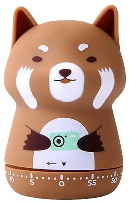 ED-Lumos Küchen-Timer Eieruhr Präziser Koch und Backtimer Kochen leicht gemacht Manuell einstellbar 60 Minuten Ohne Batterie Tierisches Braunes Kleiner Panda Design