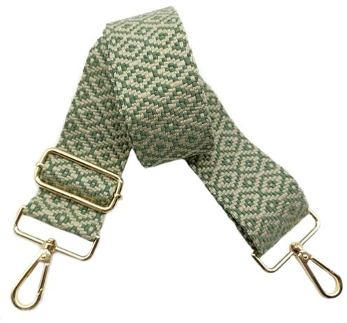 Verstellbarer 5cm Taschengurte Breit, Schultergurt für Tasche, Taschengurte zum Wechseln Goldener Karabiner Schulterriemen, Umhängegurt fur Damen Handtaschen Crossbody DIY Zubehör(Grün)