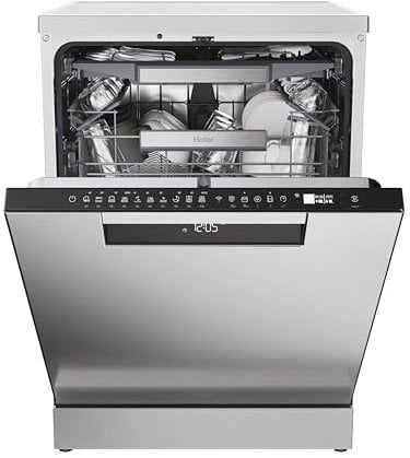 Haier I-Pro Shine Serie 3 Lavastoviglie a Libera Installazione 60 cm, 15 Coperti, 10 Programmi, Classe C, Lavaggio Flex Zone, App hOn +AI, AxLxP 85x 59,7x59,8 cm, Inox - XF 5C4M1X