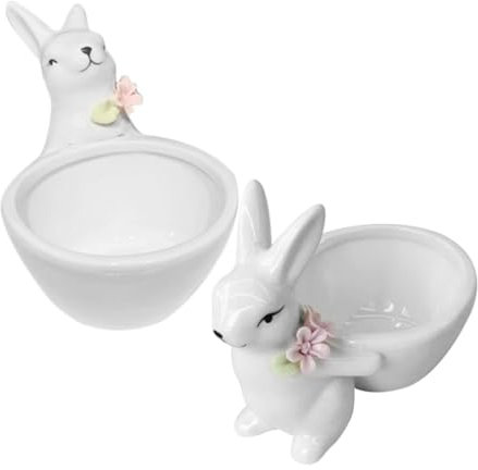 MAGICLULU Bunny Shape Rabbit Figurine Home Decor Candy Bowl Rabbit Present for Office Desk Decor