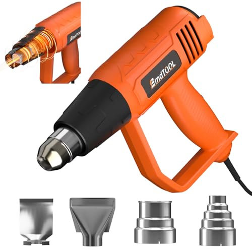 Corded Heat Gun Heavy Duty 2000W, Professional Hot air Gun with Dual Heating Setting 300℃ & 600℃ and 4 Nozzles, Built-in Overload Protection for Shrink Tubing, DIY Crafts, Shrink Wrap, Electronics