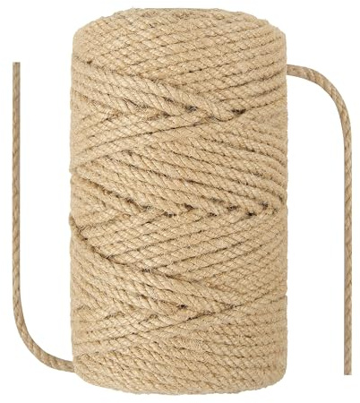 NorthPada Cuerda de cáñamo de sisal natural de 6 mm x 100 metros, cuerda de cáñamo de sisal natural, cuerda gruesa resistente para rascador de gatos, árbol, jardín, encuadernación, manualidades,