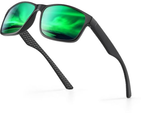 Occhsouo Sonnenbrille Herren Polarisiert Damen UV400 Schutz Sport Sunglasses Men Women TR90 Ultraleichte Rahmen Schwarz Retro Polarisierte Sonnenbrillen für Angeln, Fishing, Fahren, Ski - Grün