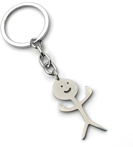 ZUWIJEQ 1 pcs drôle Smiley Figurine de visage langue des signes porte-clés doigt Stickman mignon tendance sac clé de voiture pendentif Couple cadeau porte-clés.