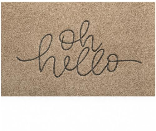 Lzuso Oh Hello Welcome Doormat Outdoor Door Mat Front Door Indoor Non-slip Doormat Rubber Backing Easy to Clean Floor Mat for Patio Entryway High Traffic Areas Hello Floor Mats 18X28