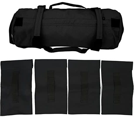 Kelepu Trainings-Sandsack aus Oxford-Stoff, 6 Griffe, multifunktionale Trainings-Gewichtstasche, einfach zu verstellen (Black)