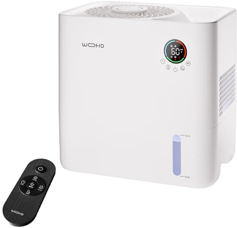 Wooohoo Evaporative Humidifier for Bedroom, 5L Quiet No Mist Humidifier With Aroma Diffuser, 14H Timer, Top-Fill, 5 Speed, No White Dust, Easy to Clean, for Baby, Nursery, Home & Office
