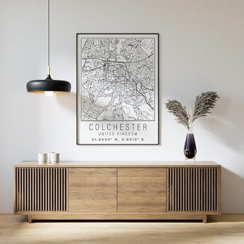 Colchester England City Street Map Print Colchester Wall Art Home decor Poster Poster A3 - Ispiratrice Motivazionale Arte da parete Vita quotidiana Citazione incoraggiante Frasi brevi famose Parole i