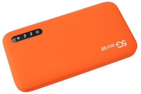 Mobiler 5G-Hotspot-Router mit Dualband-WiFi6, SIM-Kartensteckplatz, 6100-mAh, Orange für Unterwegs, Hochgeschwindigkeits-Konnektivität