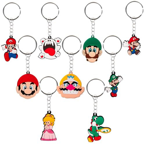 Dekewe 9Pcs Cartoon Schlüsselanhänger Kinder, Schlüsselanhänger Jungs Mädchen, Anime Schlüsselanhänger Kinder Mitgebsel Party Beutel Füller, Silikon Anime Figuren Schlüsselanhänger Party Geschenk