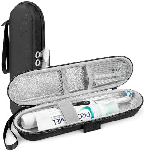 Linkidea Reiseetui für elektrische Zahnbürsten mit Belüftung, kompakte Hartschalen-Zahnpasta/elektronische Bürste, schützende Aufbewahrungstasche, kompatibel mit Oral-B iO Serie, Philip Sonicare