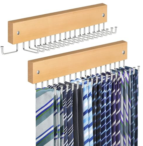 Lomrsiul - Appendiabiti da parete per cravatte, antiscivolo, girevole a 180 gradi, con 18 ganci, organizer per armadio e conservazione per cravatte, cinture, collane, borse, sciarpe, borse, confezione