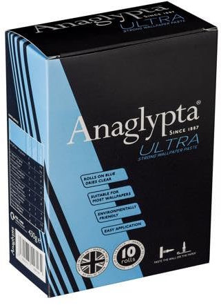 WPE® Anaglypta Ultra High Strength Wallpaper Adhesive 10 Roll Box - Rolls on Blue, Dries Clear, Perfect for Paste the Wall & Paste the Paper