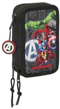 Safta Avengers Vendetta Schulmäppchen mit 37 Utensilien, Federmäppchen für Kinder, ideal für Kinder von 5 bis 14 Jahren, bequem und vielseitig, Qualität und Widerstandsfähigkeit, 12,5 x 5,5 x 19,5 cm,