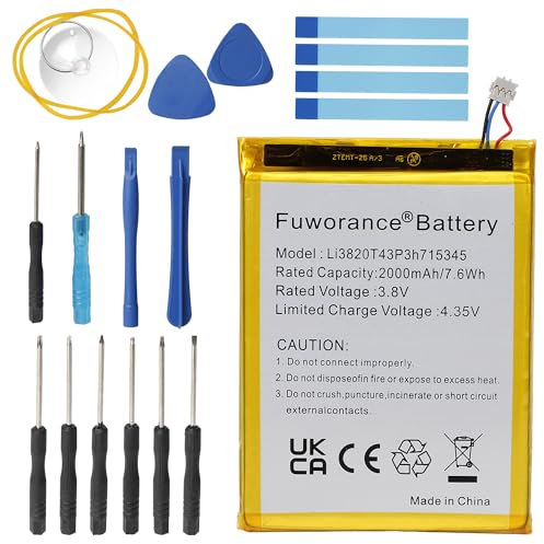 Fuworance 2000mAh 3.8V Li3820T43P3h715345 Batteria Compatibile con ZTE Grand S Flex MF910 4G LTE MF910S MF920 MF920A MF920S MF920VS MF920W+ MF971 MF971F MF971V Smart Phone