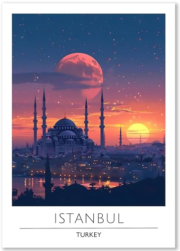 Happymotive Istanbul Poster Deko Schlafzimmer | Wanddeko & Wandbilder Wohnzimmer | Aesthetic Room Decor | Bilder als Kunstdrucke in A2 40x60, A3 30x40, A4 20x30 300g Papier ohne Rahmen