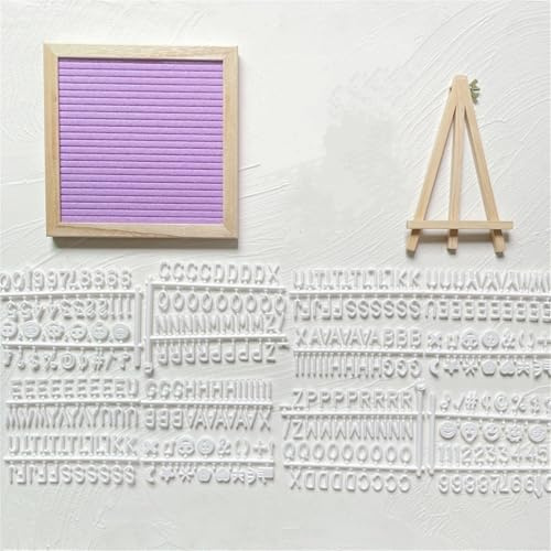 Filz-Briefbrett 20 Cm Mit 340 Buchstaben Und Halterung, Holzrahmen, Nachrichtenschild Für Baby-Ankündigungen, Meilensteine, Bürodekoration, Passwortschild, Bauernhaus-Geschenke (20CM Lila)