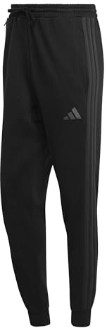 adidas Herren Essential Three Stripes Fleece Pants, Black/Carbon, L