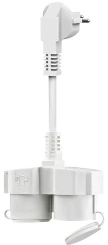 SGZIOO Enchufe Doble para Toma de Corriente, Regletas Enchufes Doble con Cable Prolongador Corto, Ladron Enchufes Resistente al Agua, 16A/250V/3000W, Enchufe Adaptador para Interior y Exterior