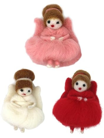NUOBESTY 3 Stück Wollfilz Puppe Schlüsselanhänger Schlüsselanhänger Handgemachte Mädchenpuppe Wollelfe Puppe Gefilzte Anhänger Weihnachtsengel Mädchenpuppe Ornament DIY