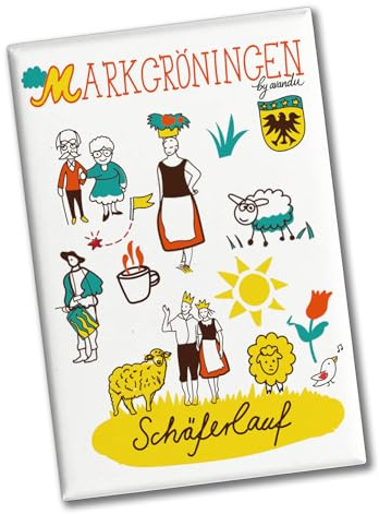 Markgröningen Wimmelbild Souvenir Souvenir Magnet - Schäferlauf kreativer Souvenir Magnet mit Stadt-Design Württemberg Schäferlauf Tradition Reiseandenken Souvenir
