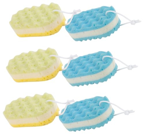 ABOOFAN Duschschwamm und Sanfte Reinigung mit Dreilagigem Design 6 Stück Leichter und Hautfreundlicher Badeschwamm Effektives Körperpeeling für Dusche und Reisen