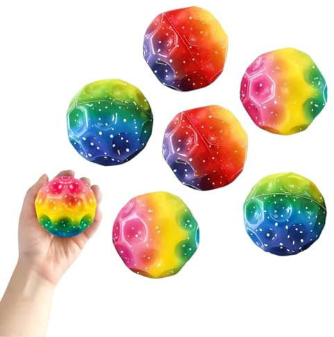 Lumive 6 Stück Spaceballs Flummis für Kinder, Super High Bouncing Hüpfbälle, Bunte Gummibälle für drinnen & draußen, Moon Balls für Spielspaß und Stressabbau, auch geeignet für Erwachsene