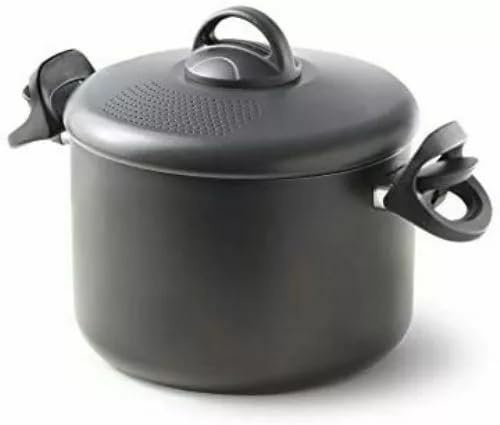 mille idee Pentola con Coperchio Scolatore 22 cm AM – Pentola Antiaderente con Maniglie Apribili – Scolapasta Integrato – Ideale per Pasta e Verdure