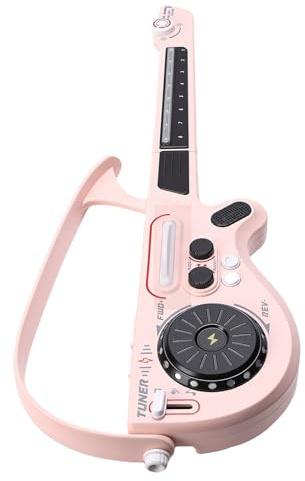 Hamwesh Electric Guitar, Stringless Foldable Smart Guitar Toy Beginner Electric , Kit with DJ Turntable, LED Lights, and Bluetooth Connectivity for Children Above 3 (Pink)