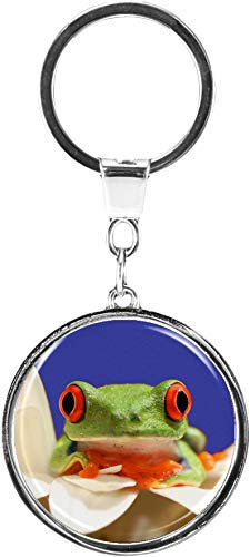 metALUm | Schlüsselanhänger Rund Metall Bunter Frosch 6613001