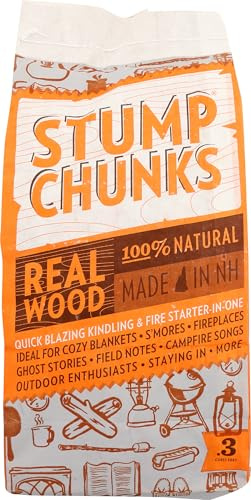 Stump Chunks: SC-3 0.3 Cu Ft Kindling & Fire Starters - Natural Fire Kindling Wood Sticks & Firewood Starter - Firestarter Sticks from Recycled Tree Stumps - Medium Bag